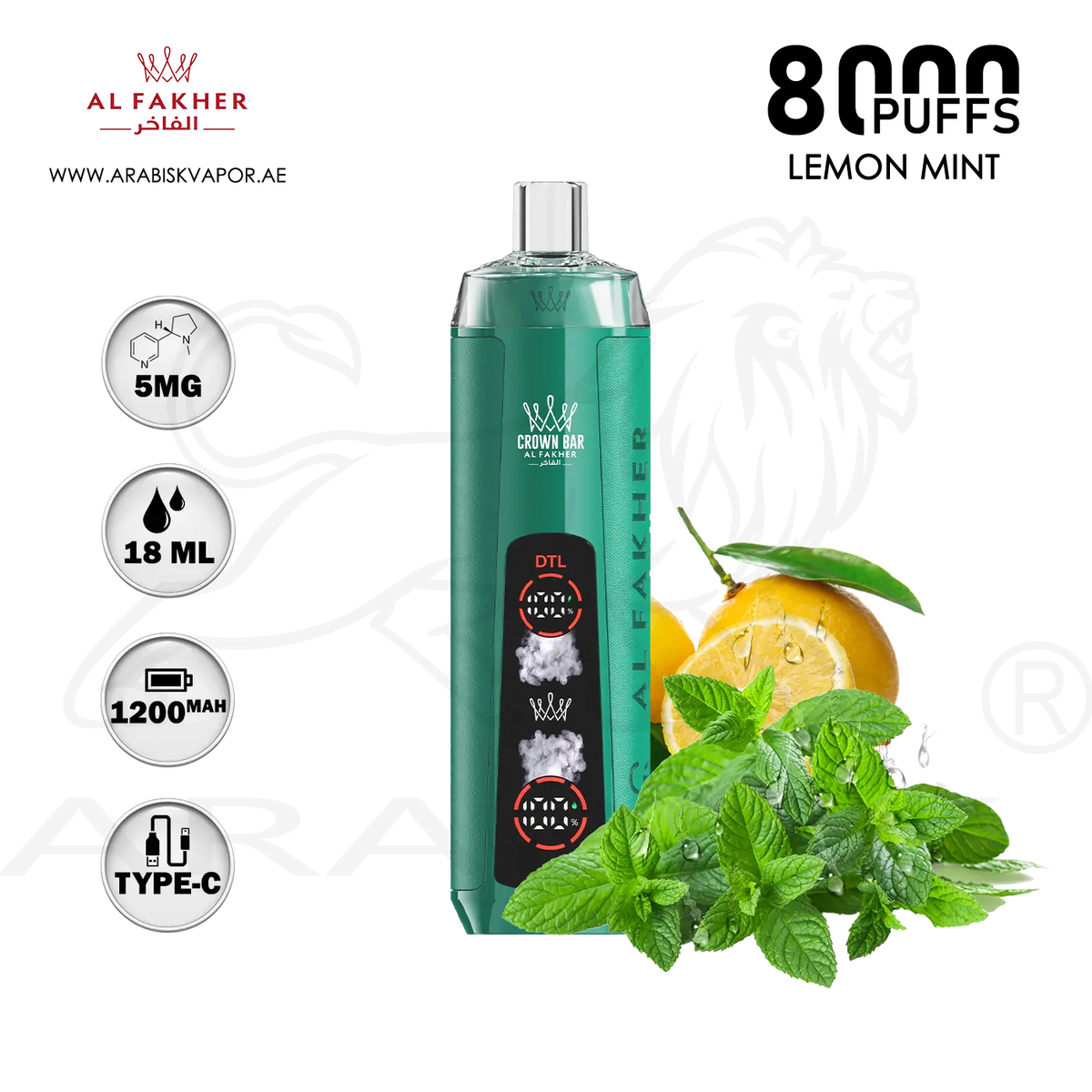 AL FAKHER CROWN BAR CRYSTAL 8000 PUFFS 5MG