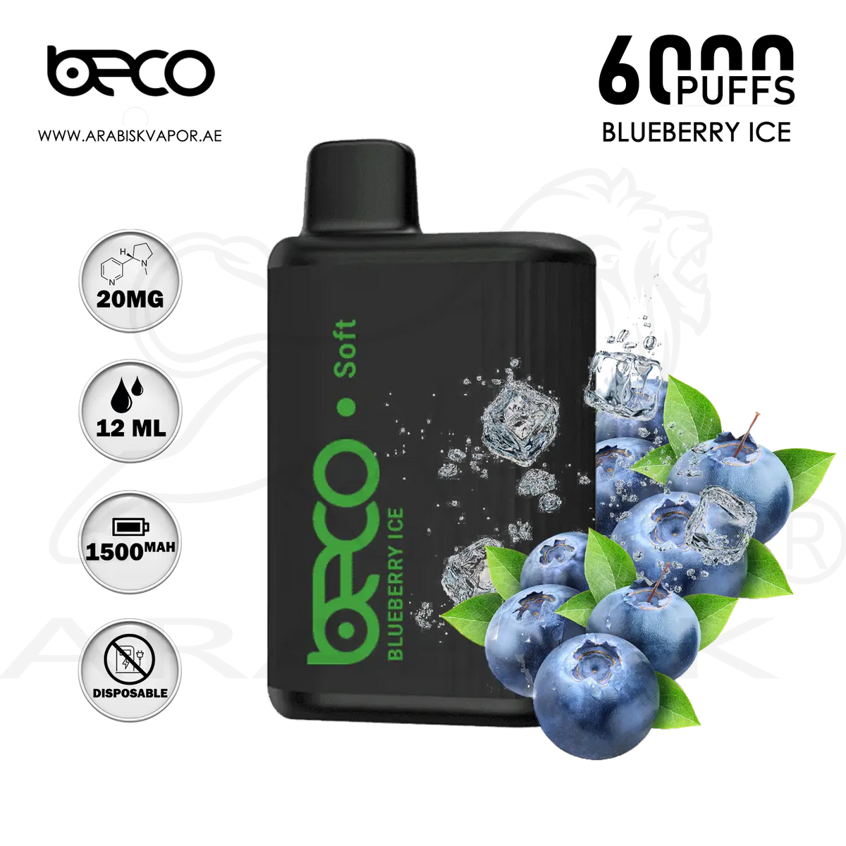 Buy BECO SOFT 6000 Puffs -Bluberry Ice Disposable Device (20mg) Arabisk Vape Buy BECO SOFT 6000 Puffs -Bluberry Ice Disposable Device (20mg) Arabisk Vape