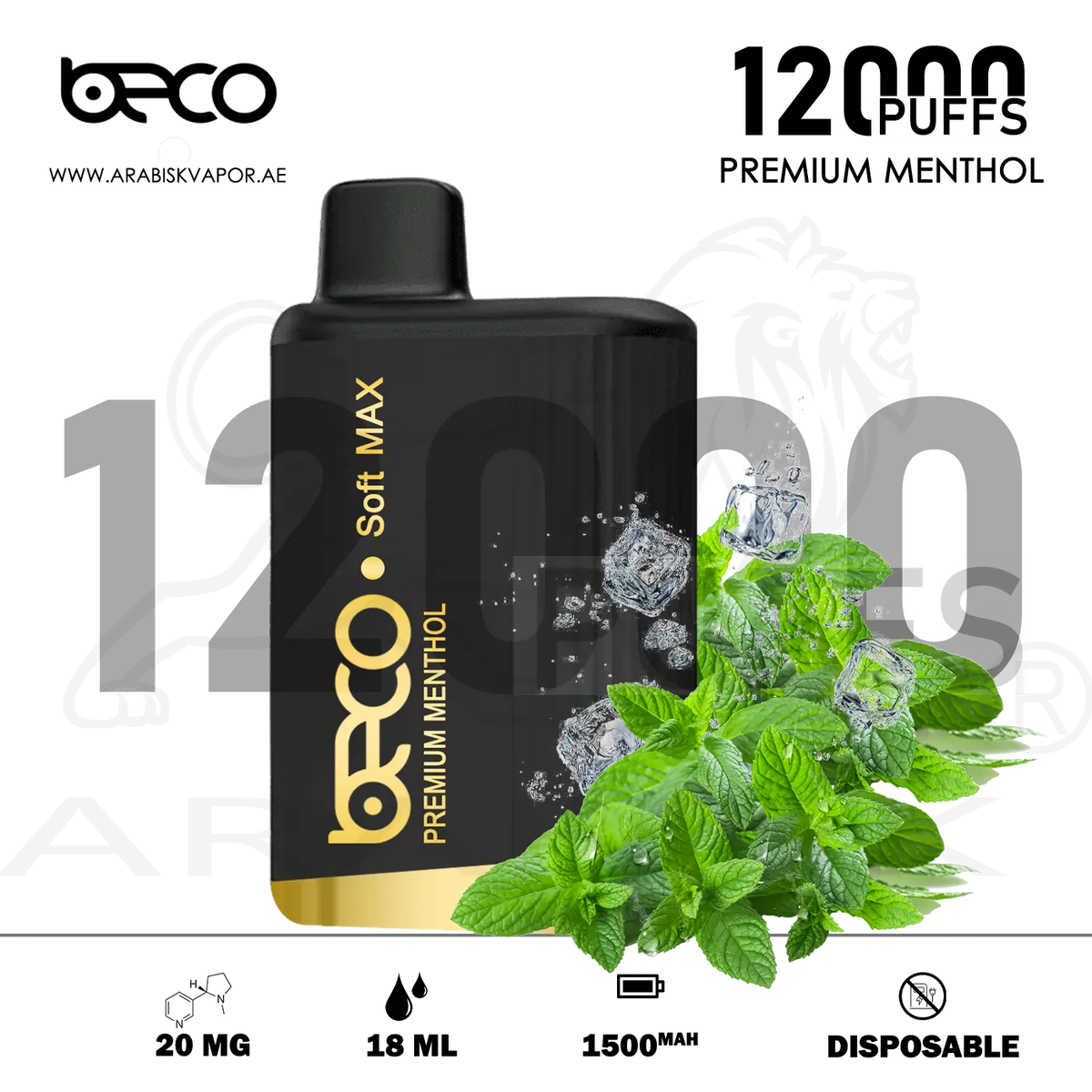 BECO SOFT MAX 12000 PUFFS 20MG DISPOSABLE DEVICES - PREMIUM MENTHOL Arabisk Vape BECO SOFT MAX 12000 PUFFS 20MG DISPOSABLE DEVICES - PREMIUM MENTHOL Arabisk Vape