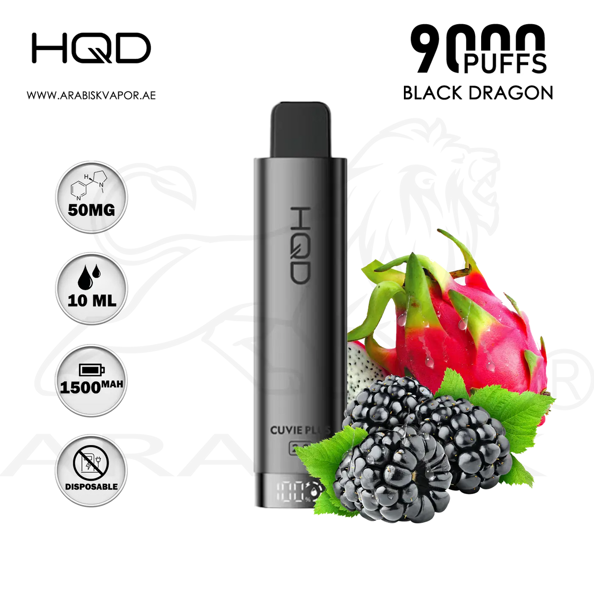 HQD CUVIE PLUS 2.0 9000 PUFFS 50MG - BLACK DRAGON | DISPOSABLE DEVICE Arabisk Vape HQD CUVIE PLUS 2.0 9000 PUFFS 50MG - BLACK DRAGON | DISPOSABLE DEVICE Arabisk Vape