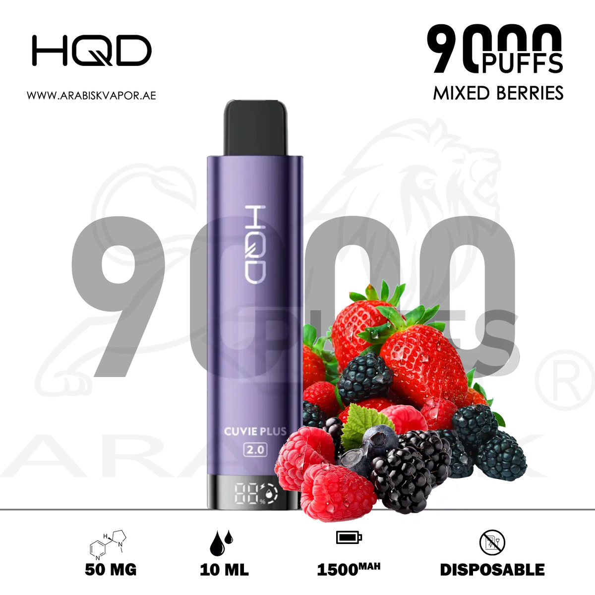 HQD CUVIE PLUS 2.0 9000 PUFFS 50MG - MIXED BERRIES