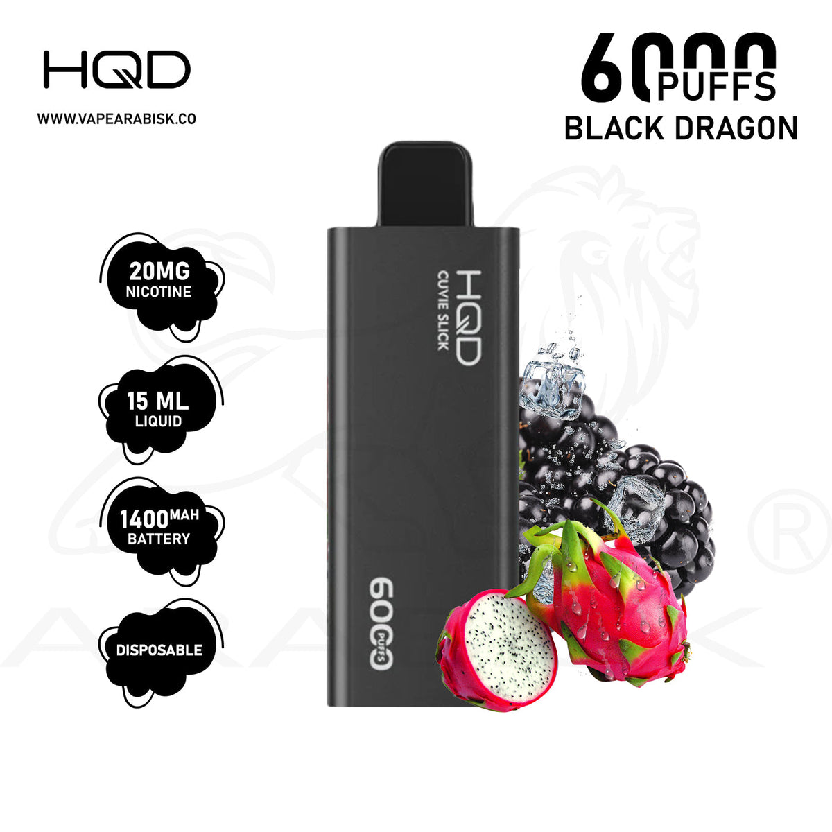 Wapor Pro HQD CUVIE PLUS 2.0 9000 PUFFS 50MG - BLACK DRAGON