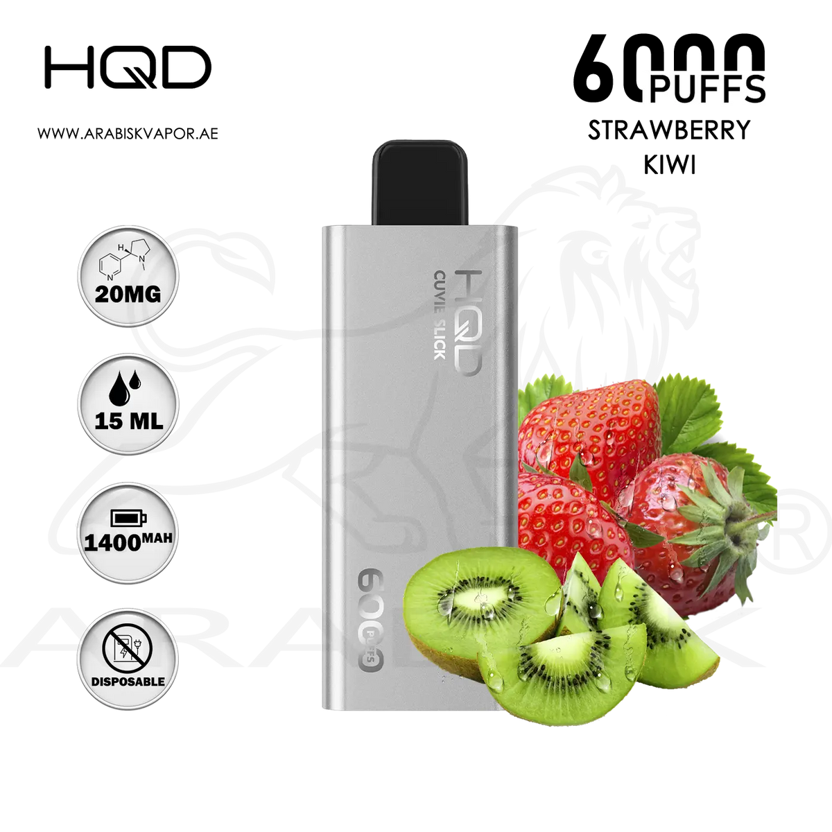 HQD CUVIE SLICK 6000 PUFFS 20MG - STRAWBERRY KIWI – Arabisk Vape