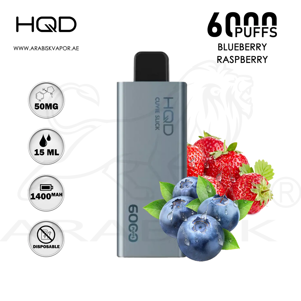 HQD CUVIE SLICK 6000 PUFFS 50MG - BLUEBERRY RASPBERRY Arabisk Vape HQD CUVIE SLICK 6000 PUFFS 50MG - BLUEBERRY RASPBERRY Arabisk Vape