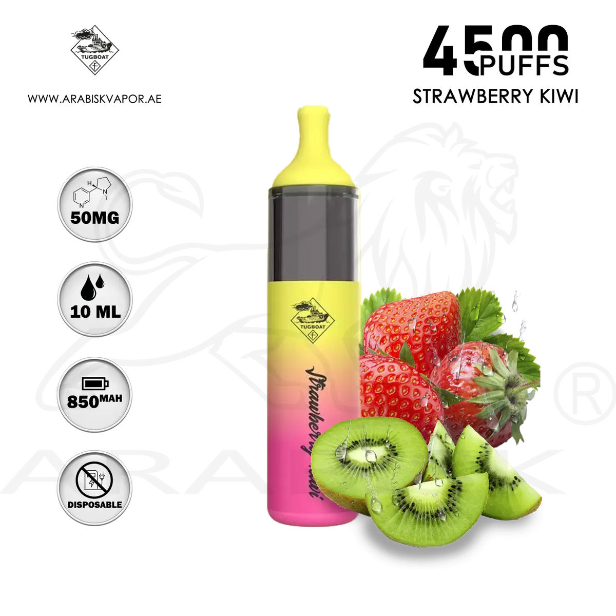 TUGBOAT EVO 4500 PUFFS 50MG - STRAWBERRY KIWI | DISPOSABLE VAPE Arabisk Vape TUGBOAT EVO 4500 PUFFS 50MG - STRAWBERRY KIWI | DISPOSABLE VAPE Arabisk Vape
