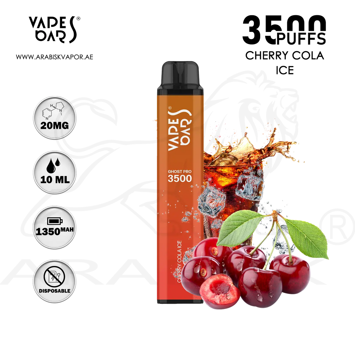 VAPES BARS GHOST PRO 3500 PUFFS 20MG - CHERRY COLA ICE - Arabisk Vape VAPES BARS GHOST PRO 3500 PUFFS 20MG - CHERRY COLA ICE - Arabisk Vape