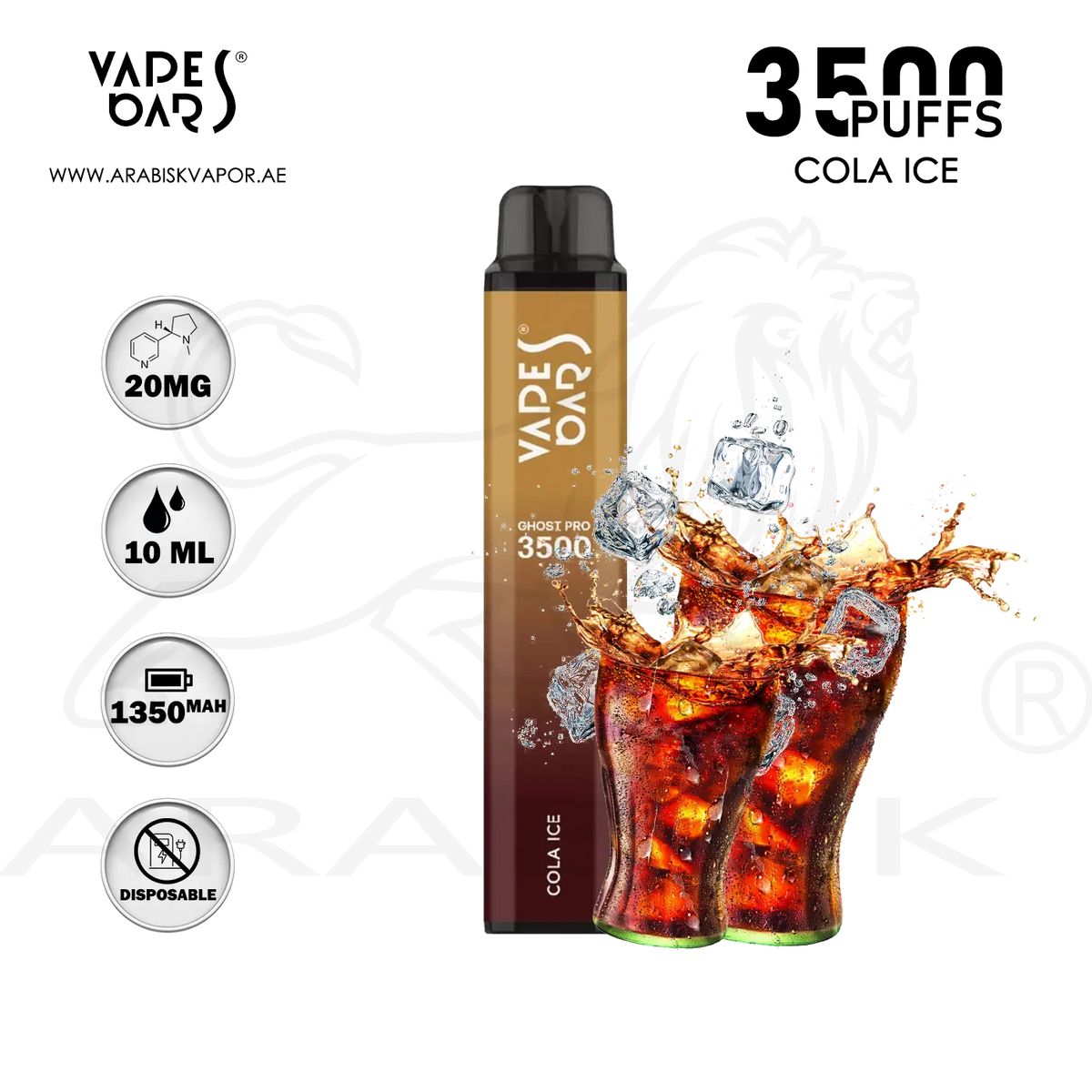 VAPES BARS GHOST PRO 3500 PUFFS 20MG - COLA ICE - Arabisk Vape VAPES BARS GHOST PRO 3500 PUFFS 20MG - COLA ICE - Arabisk Vape