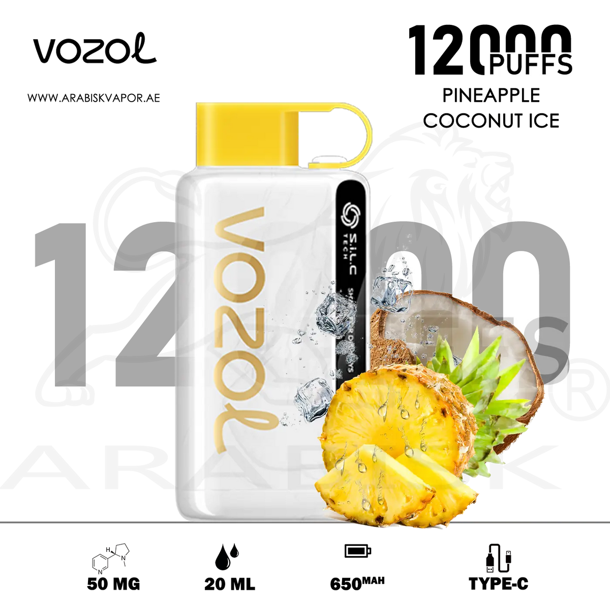VOZOL STAR 12000 PUFFS - PINEAPPLE COCONUT ICE