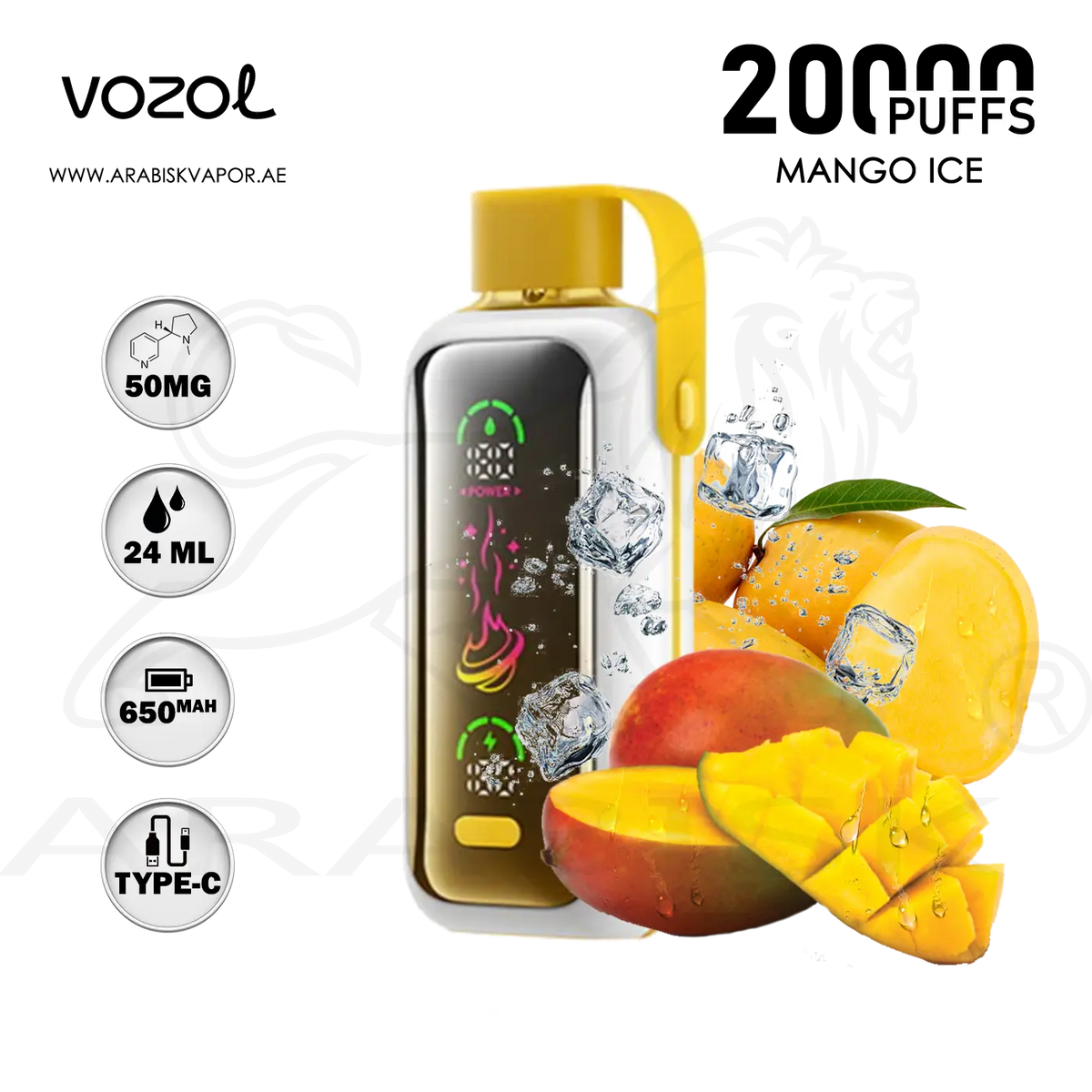 elfbar elfa master akku VOZOL STAR 20000 PUFFS 50MG - MANGO ICE