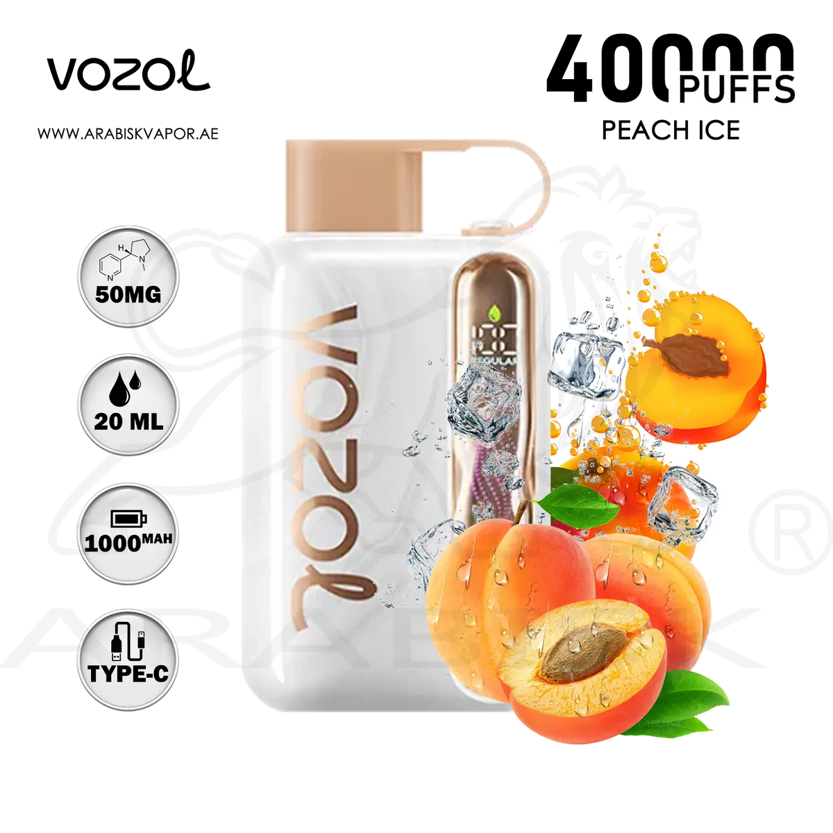 vozol star peach ice VOZOL STAR 40000 PUFFS 50MG - PEACH ICE