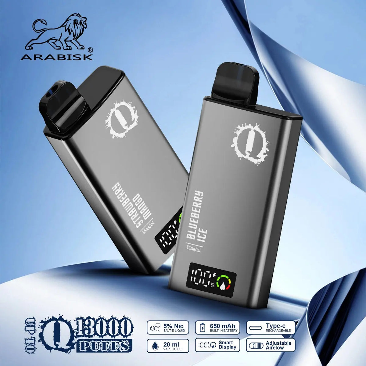 ARABISK Q 13000 PUFFS 50MG RECHARGEABLE DISPOSABLE DEVICES – Arabisk Vape