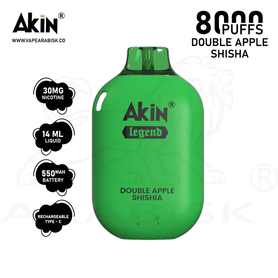 AKIN LEGEND 8000 PUFFS 30MG - DOUBLE APPLE SHISHA 