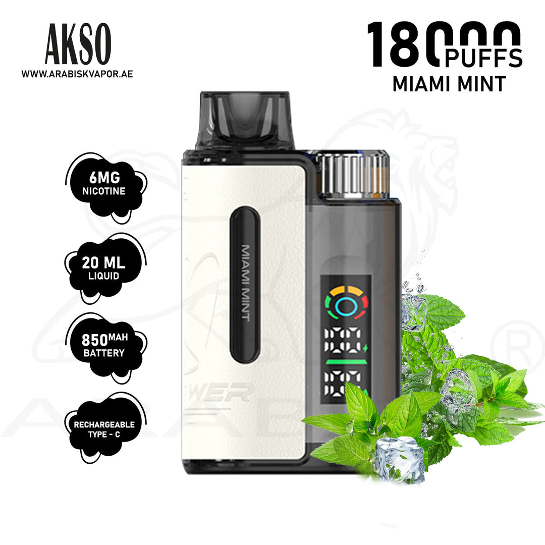 AKSO SUPA POWER DTL18000 PUFFS 6MG - MIAMI MINT 