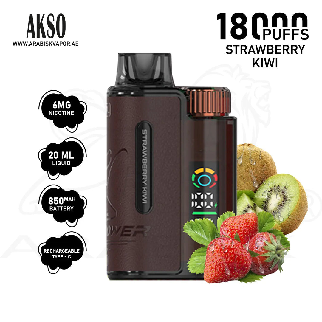 AKSO SUPA POWER DTL18000 PUFFS 6MG - STRAWBERRY KIWI 