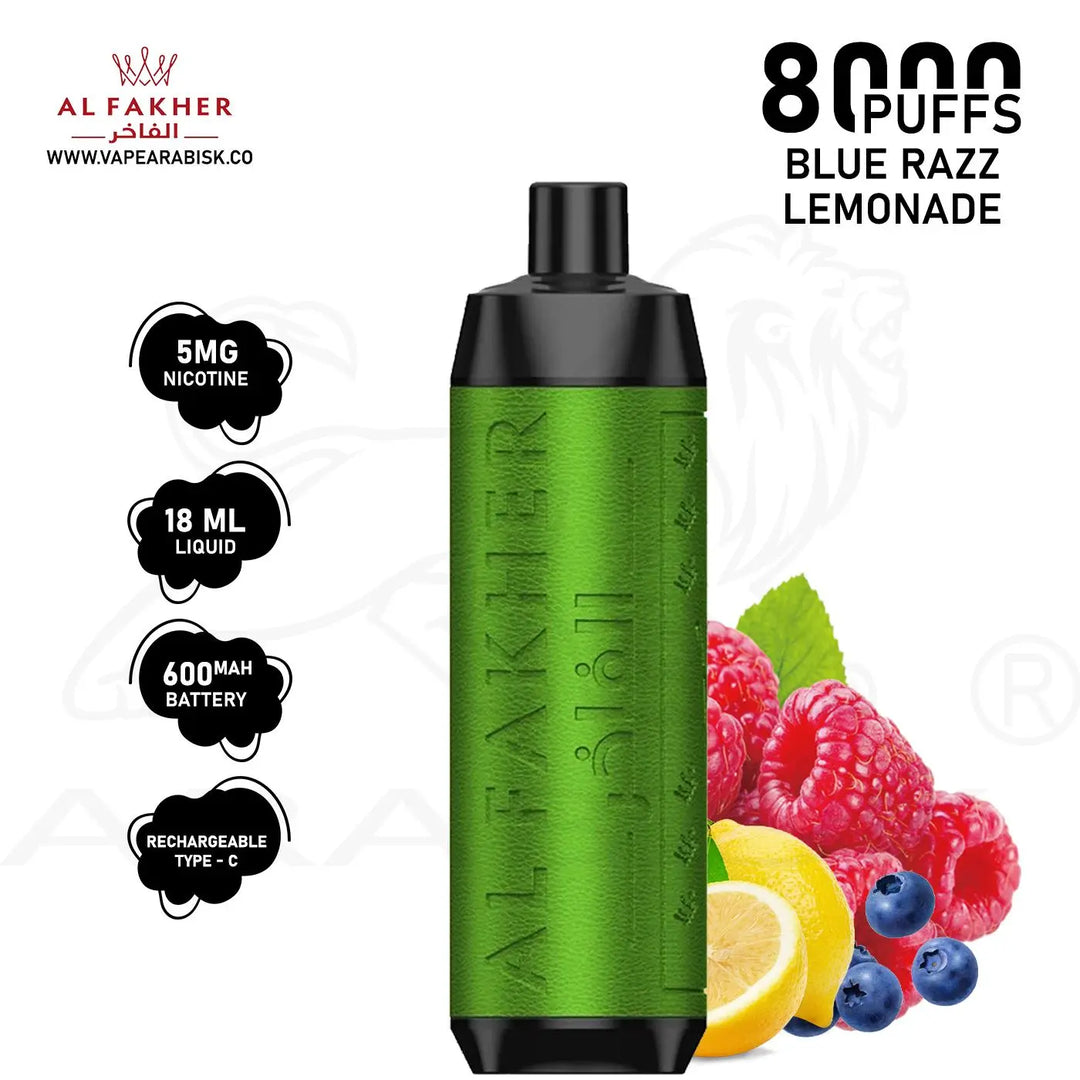 AL FAKHER CROWN BAR 8000 PUFFS 5MG - BLUE RAZZ LEMONADE 