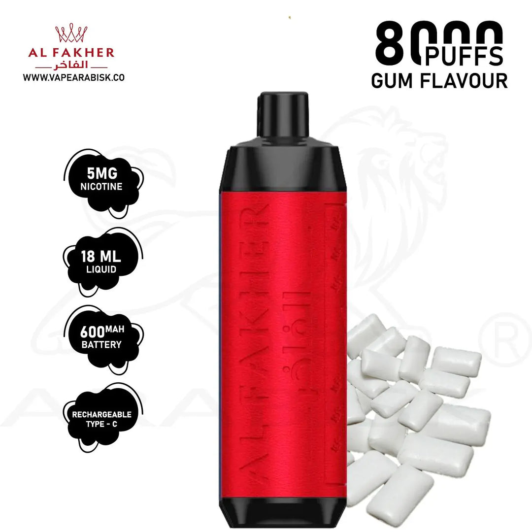 AL FAKHER CROWN BAR 8000 PUFFS 5MG - GUM FLAVOUR 