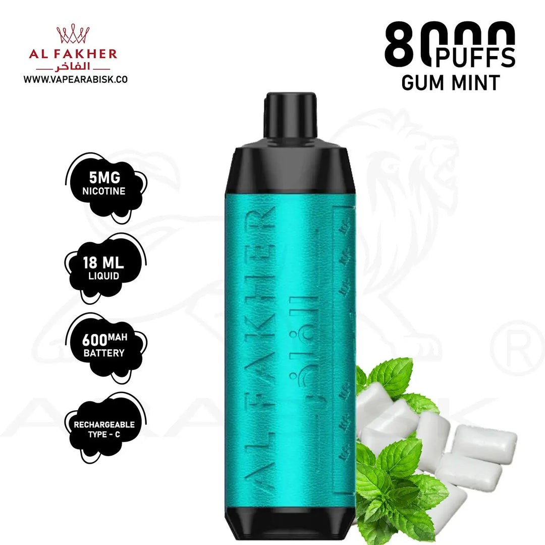 AL FAKHER CROWN BAR 8000 PUFFS 5MG - GUM MINT 