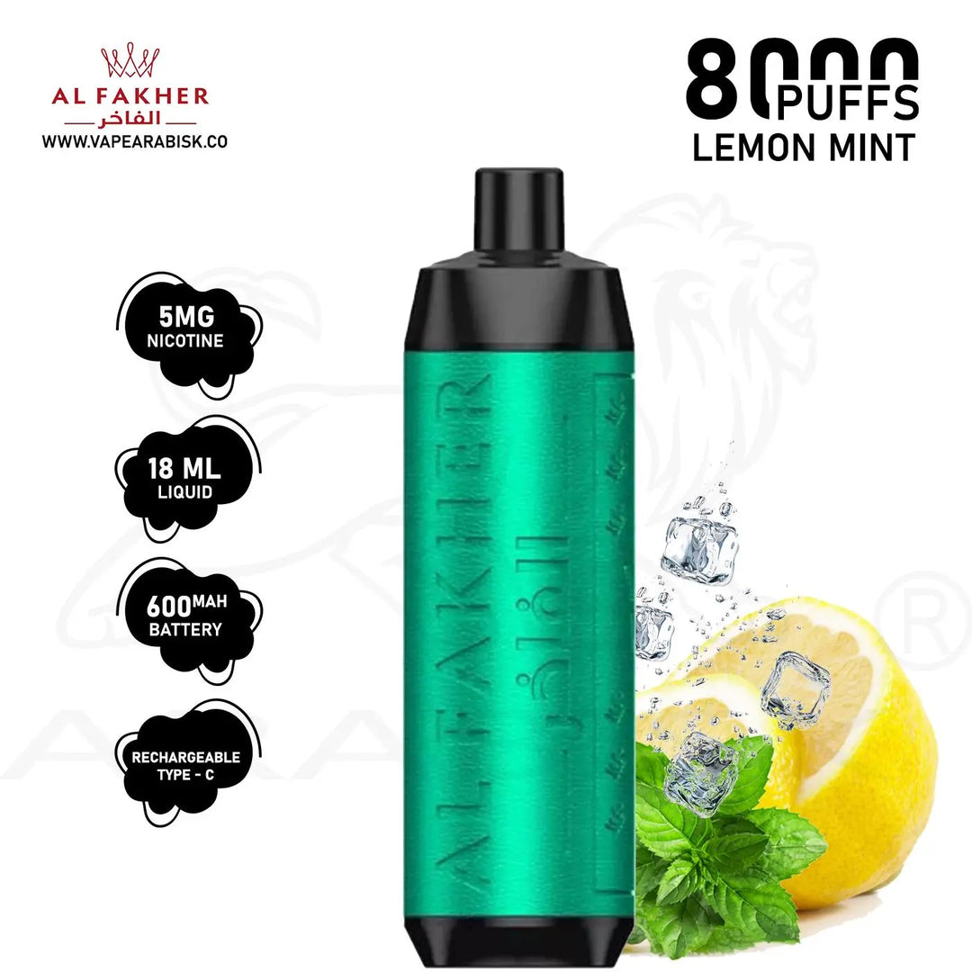 AL FAKHER CROWN BAR 8000 PUFFS 5MG - LEMON MINT 