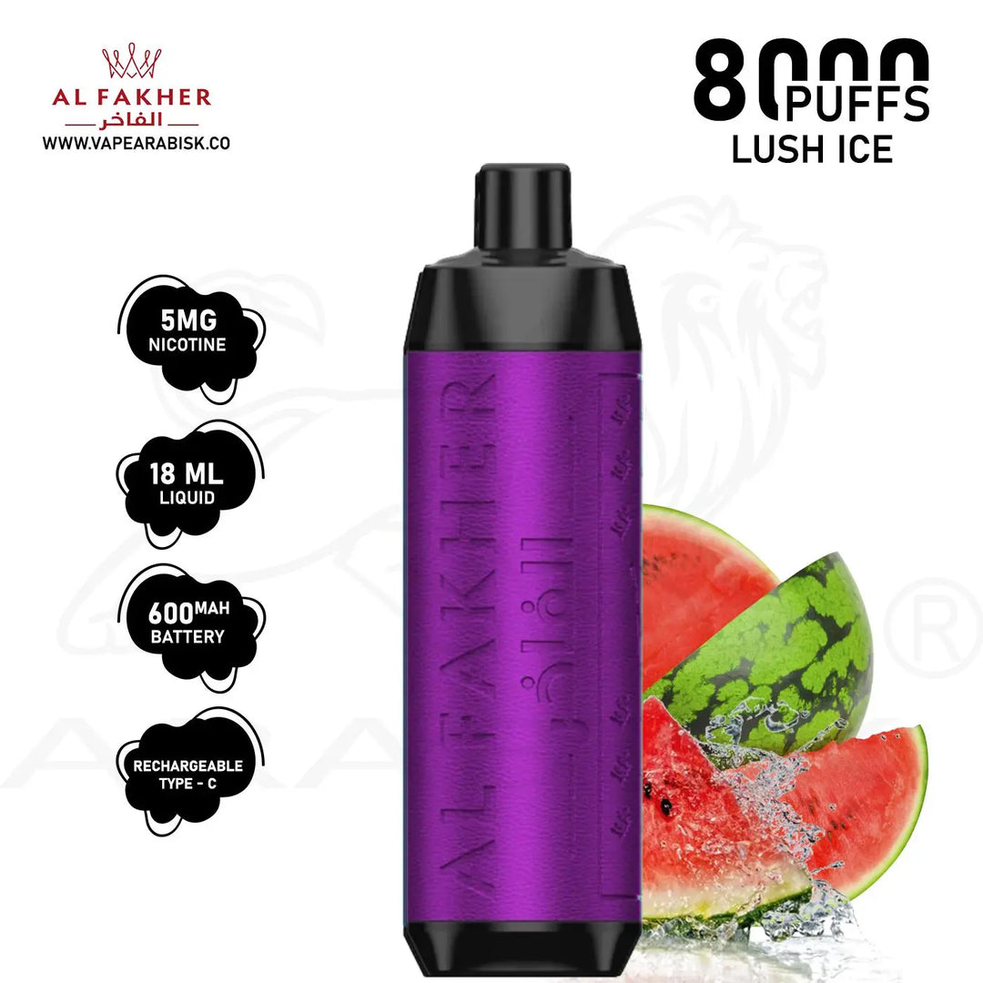 AL FAKHER CROWN BAR 8000 PUFFS 5MG - LUSH ICE 