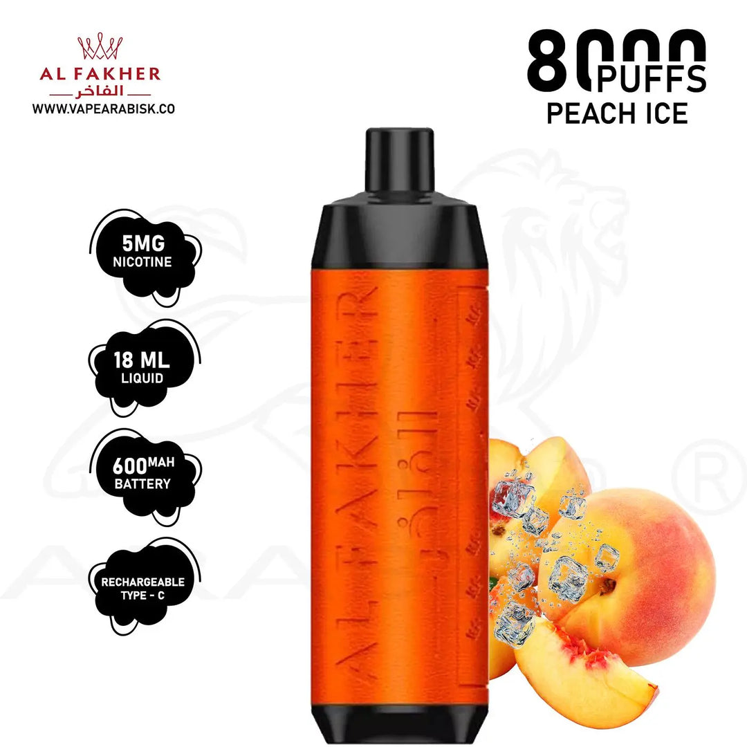 AL FAKHER CROWN BAR 8000 PUFFS 5MG - PEACH ICE 