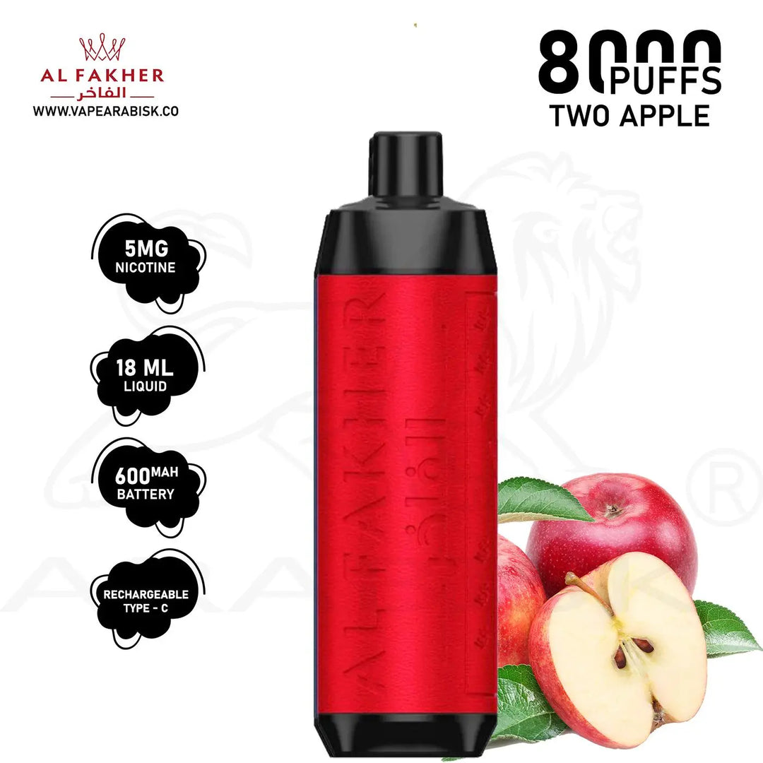 AL FAKHER CROWN BAR 8000 PUFFS 5MG - TWO APPLE 