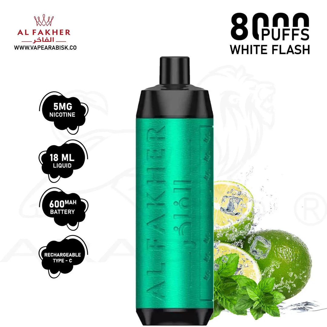 AL FAKHER CROWN BAR 8000 PUFFS 5MG - WHITE FLASH 