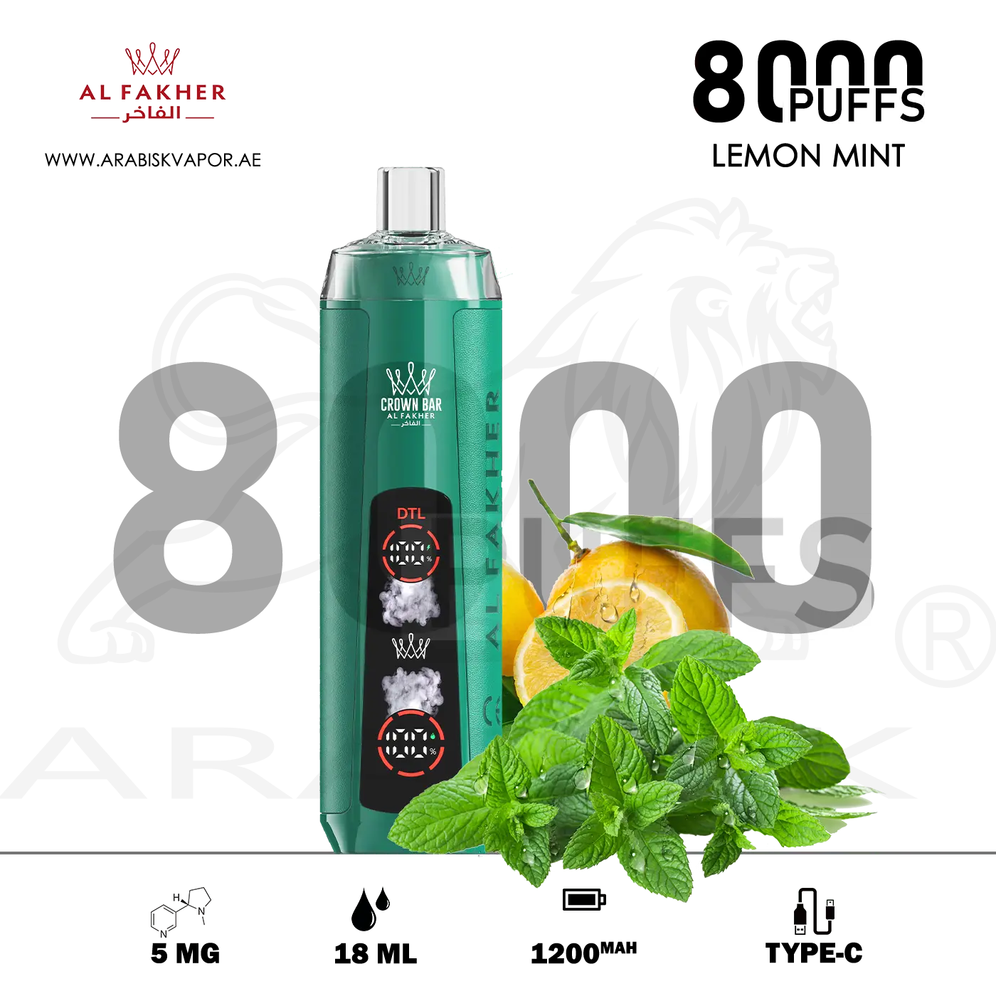 al fakher crown bar crystal Al Fakher Crown Bar Crystal 8000 Disposable main image 0