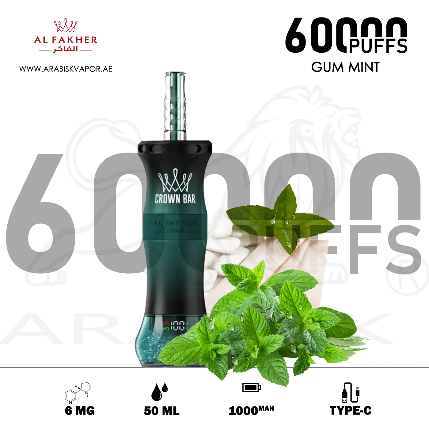 elfbar nachfüll pod läuft aus Mint Al Fakher Crown Bar Disposable Vape main image 0