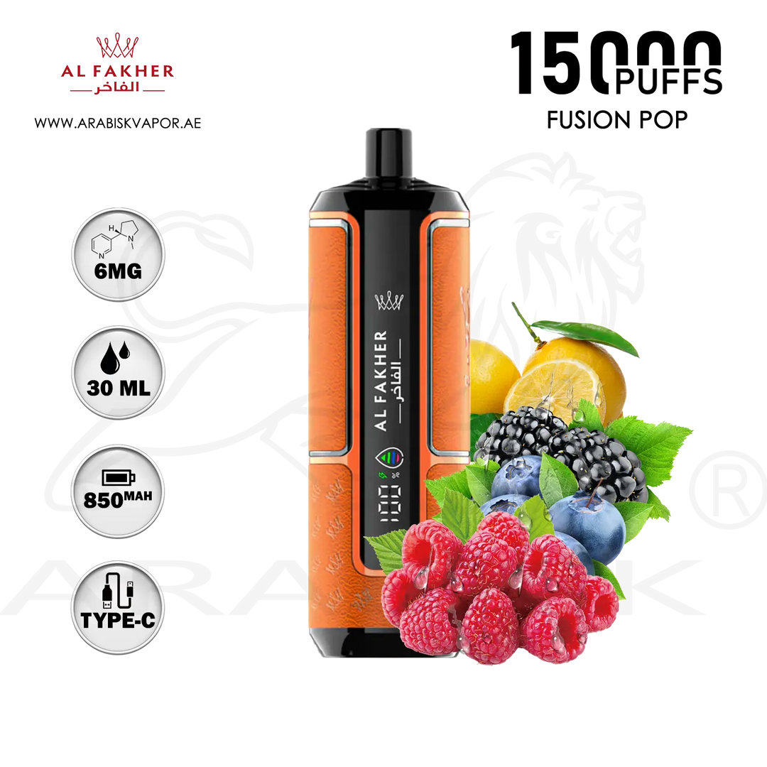 AL FAKHER CROWN BAR HYPERMAX 15000 PUFFS 6MG - FUSION POP Arabisk Vape AL FAKHER CROWN BAR HYPERMAX 15000 PUFFS 6MG - FUSION POP Arabisk Vape