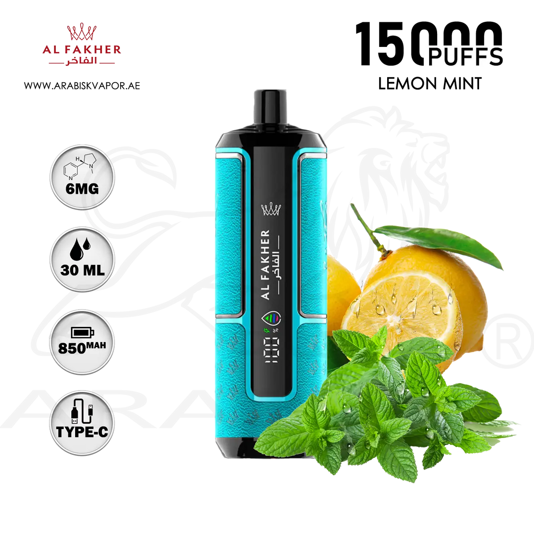 AL FAKHER CROWN BAR HYPERMAX 15000 PUFFS 6MG - LEMON MINT Arabisk Vape AL FAKHER CROWN BAR HYPERMAX 15000 PUFFS 6MG - LEMON MINT Arabisk Vape