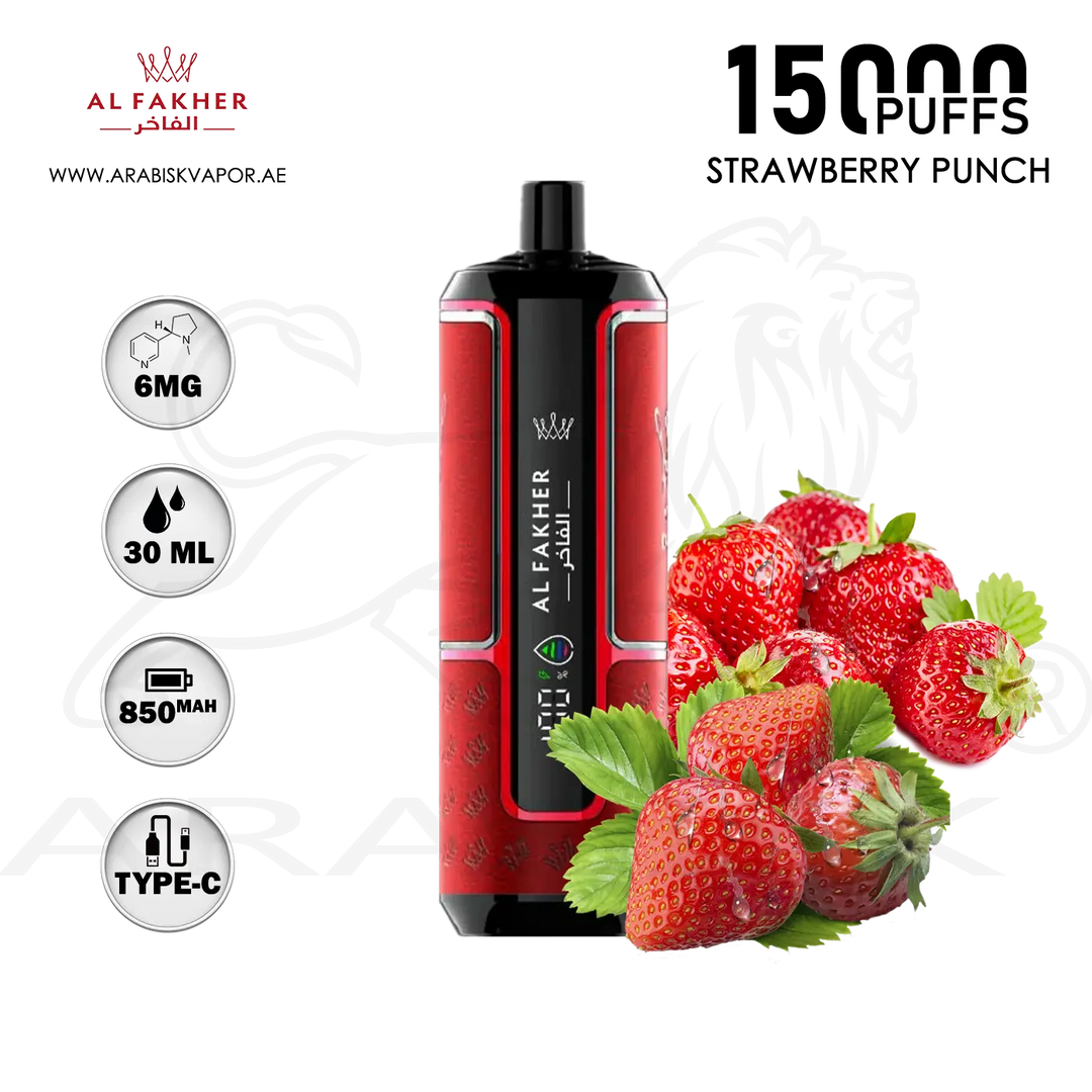 AL FAKHER CROWN BAR HYPERMAX 15000 PUFFS 6MG - STRAWBERRY PUNCH Arabisk Vape AL FAKHER CROWN BAR HYPERMAX 15000 PUFFS 6MG - STRAWBERRY PUNCH Arabisk Vape
