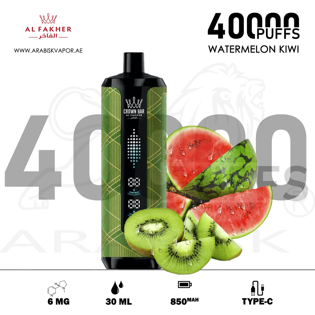 AL FAKHER CROWN BAR MEGAMAX 40000 PUFFS 6MG - WATERMELON KIWI  Arabisk Vape