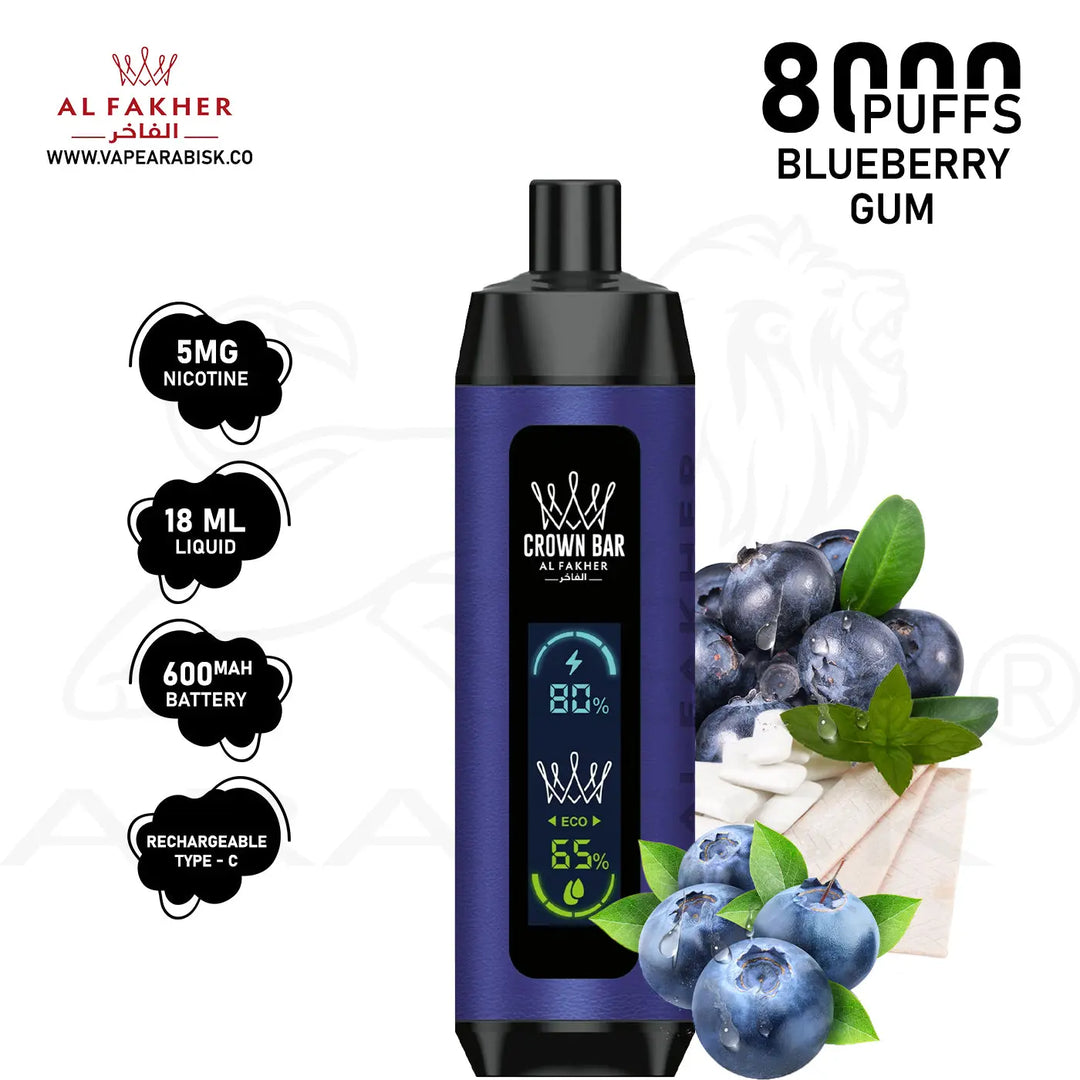 AL FAKHER CROWN BAR PRO 8000 PUFFS 5MG - BLUEBERRY GUM 