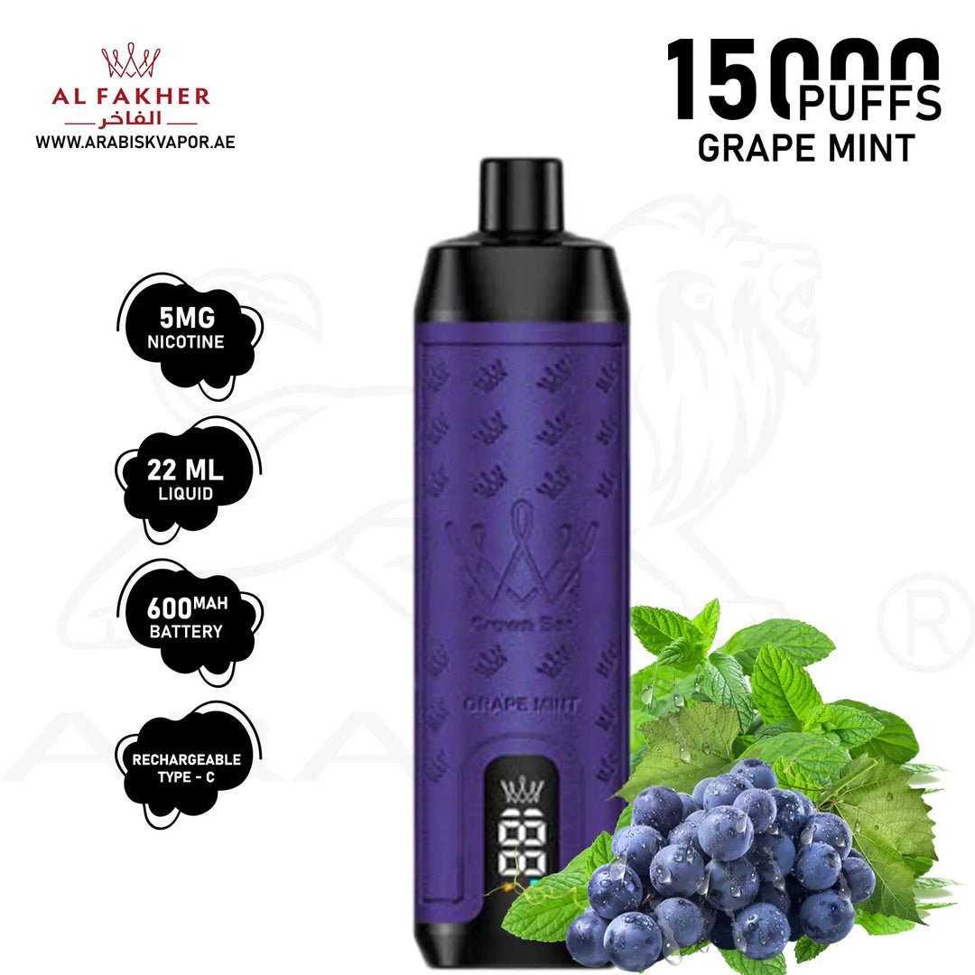 AL FAKHER CROWN BAR PRO MAX 15000 PUFFS 5MG - GRAPE MINT 