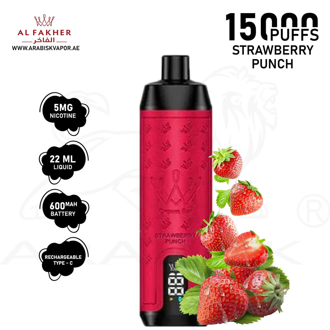 AL FAKHER CROWN BAR PRO MAX 15000 PUFFS 5MG - STRAWBERRY PUNCH 