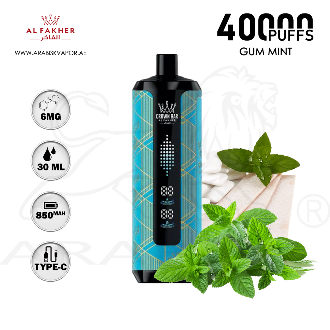AL FAKHER CROWN BAR MEGAMAX 40000 PUFFS 6MG - GUM MINT