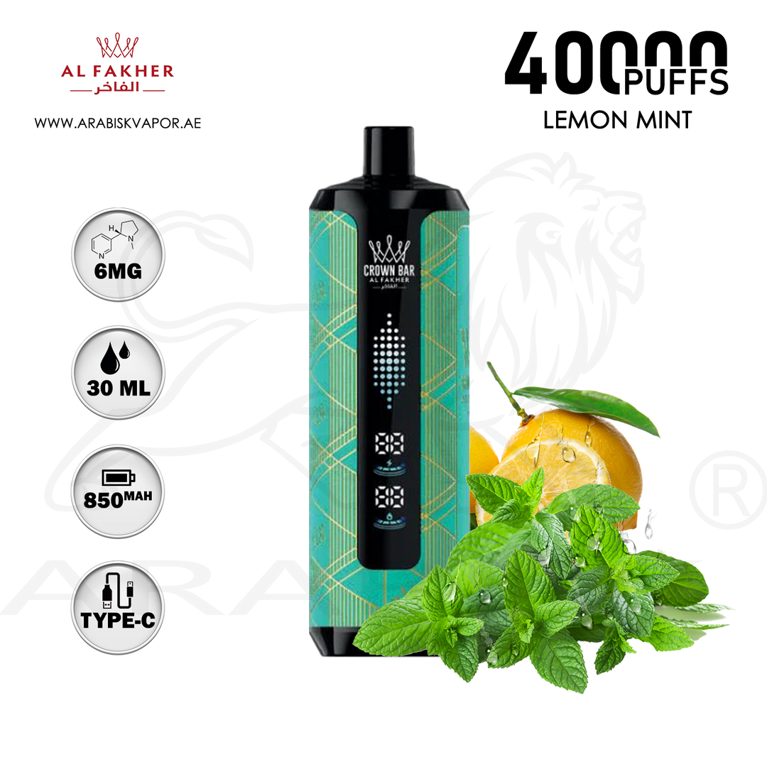 AL FAKHER CROWN BAR MEGAMAX 40000 PUFFS 6MG - LEMON MINT