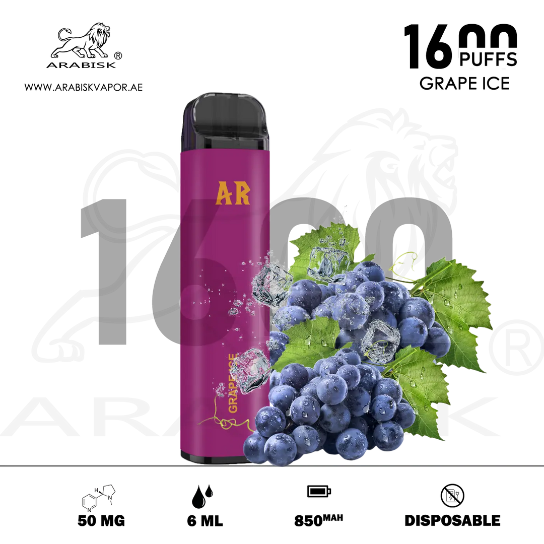 ARABISK AR Disposable Pod Device - Grape Ice 1600 Puff 50mg  Arabisk Vape
