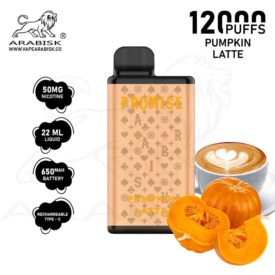 ARABISK PROMISE 12000 PUFFS 50MG  RECHARGEABLE - PUMPKIN LATTE 