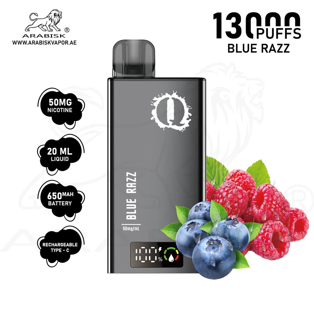 ARABISK Q 13000 PUFFS 50MG RECHARGEABLE - BLUE RAZZ 