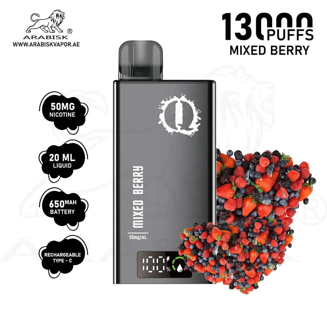 ARABISK Q 13000 PUFFS 50MG  RECHARGEABLE - MIXED BERRY 