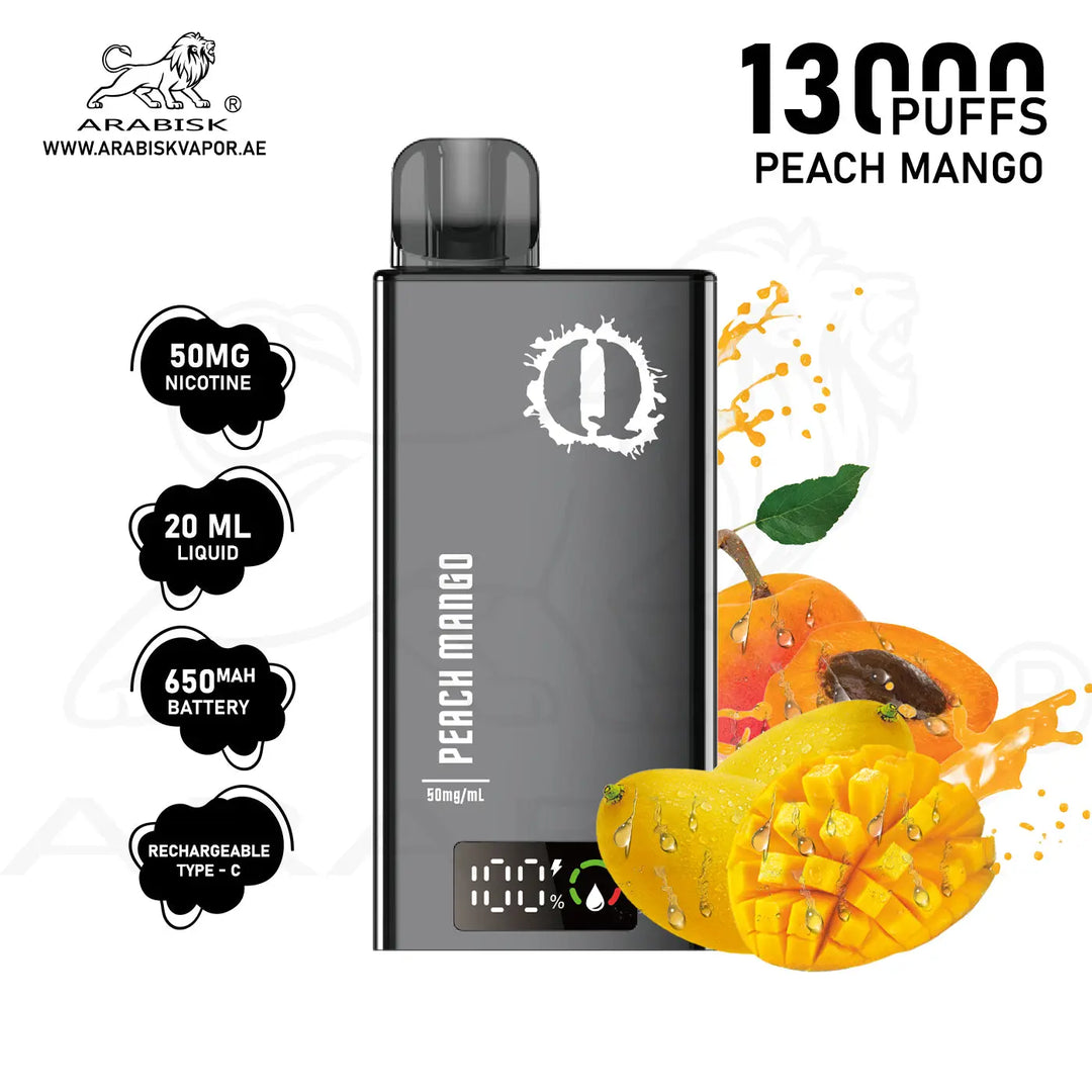 ARABISK Q 13000 PUFFS 50MG  RECHARGEABLE - PEACH MANGO 