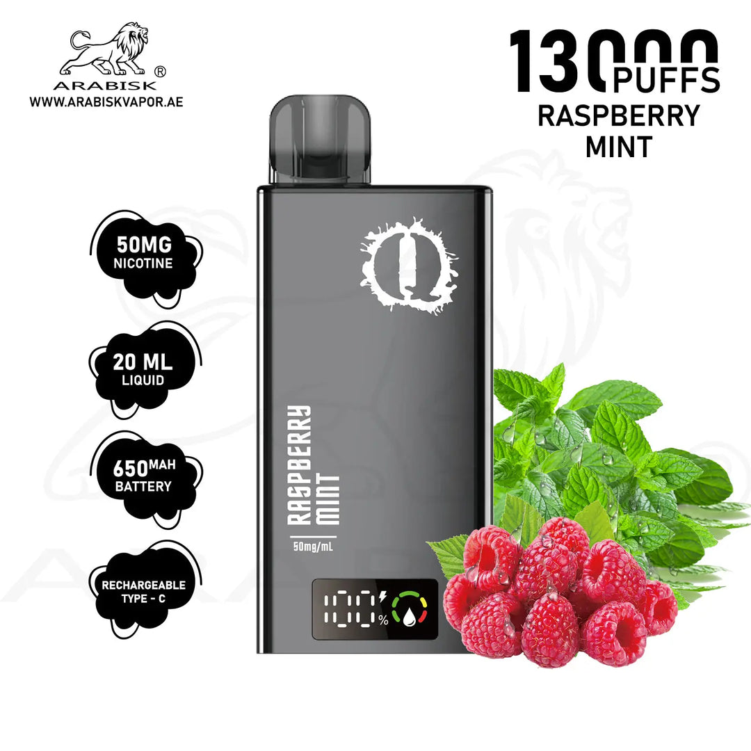 ARABISK Q 13000 PUFFS 50MG  RECHARGEABLE - RASPBERRY MINT 