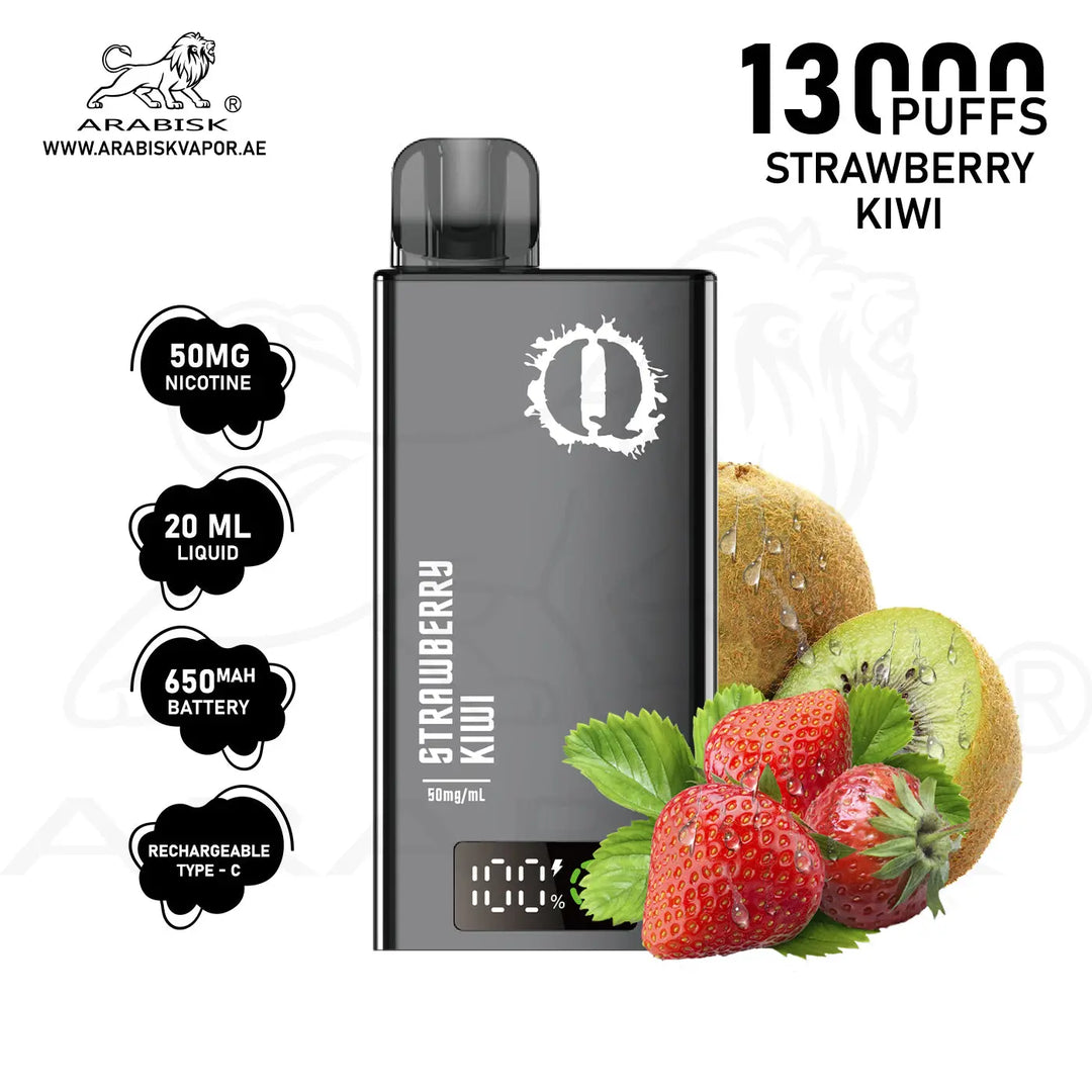 ARABISK Q 13000 PUFFS 50MG  RECHARGEABLE - STRAWBERRY KIWI 