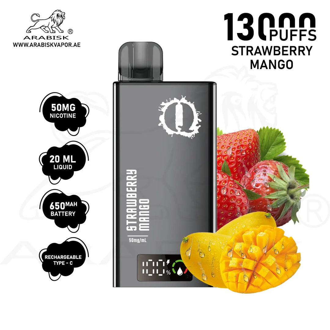 ARABISK Q 13000 PUFFS 50MG  RECHARGEABLE - STRAWBERRY MANGO 