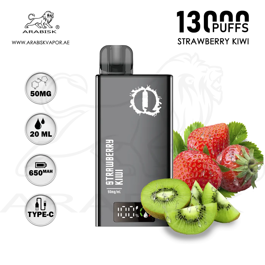 ARABISK Q 13000 PUFFS 50MG RECHARGEABLE - STRAWBERRY KIWI Arabisk Vape ARABISK Q 13000 PUFFS 50MG RECHARGEABLE - STRAWBERRY KIWI Arabisk Vape