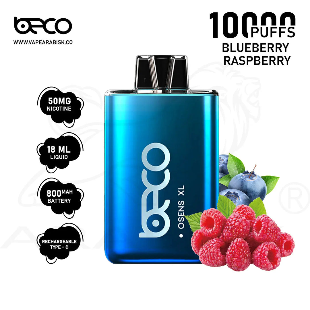 BECO OSENS XL 10000 PUFFS 50 MG - BLUEBERRY RASPBERRY 