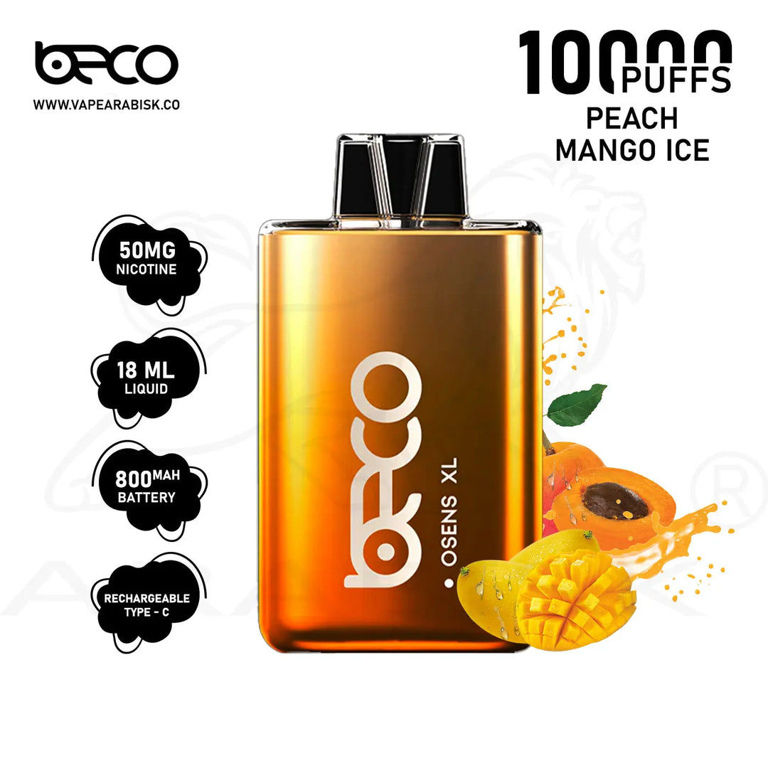 BECO OSENS XL 10000 PUFFS 50 MG - PEACH MANGO ICE 