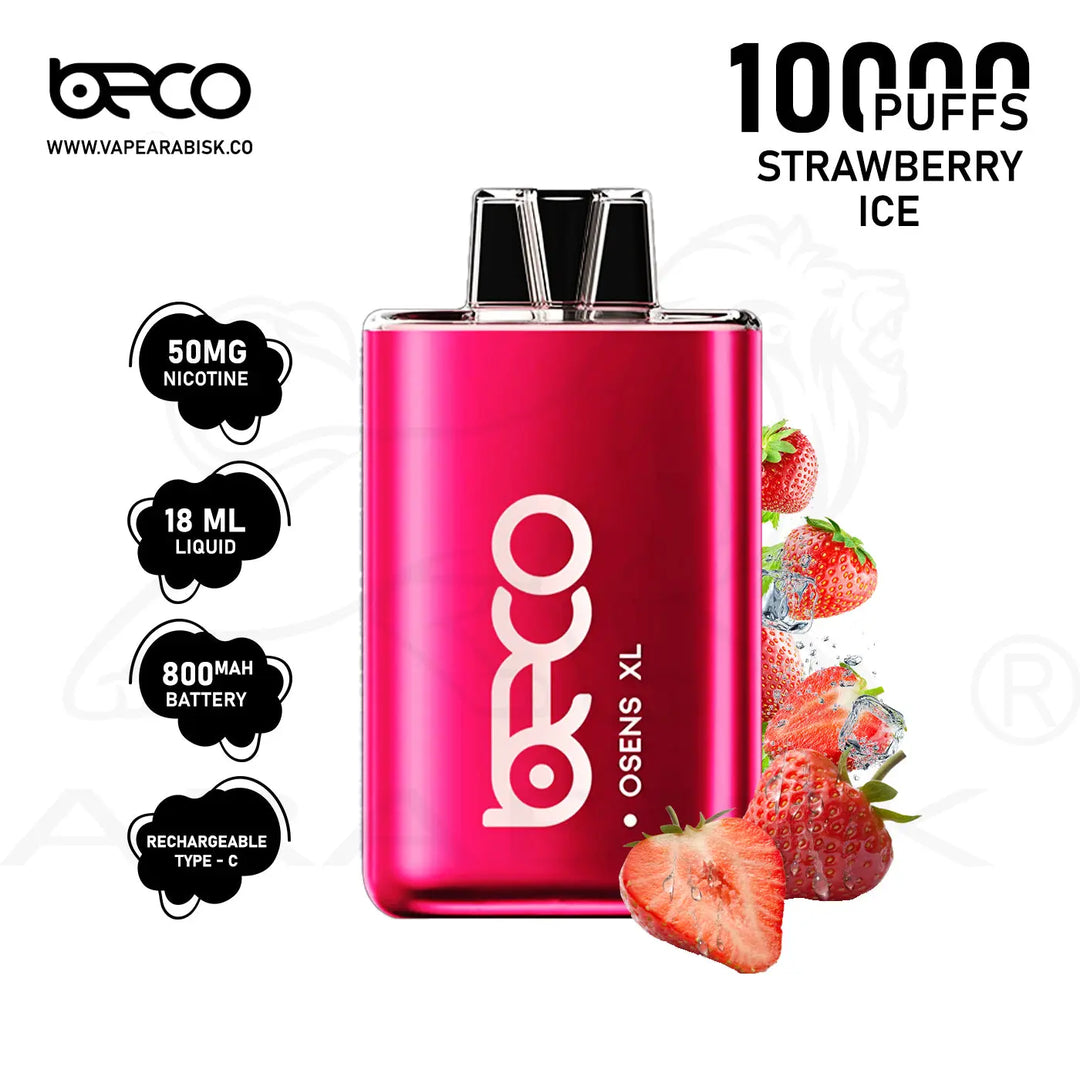 BECO OSENS XL 10000 PUFFS 50 MG - STRAWBERRY ICE 