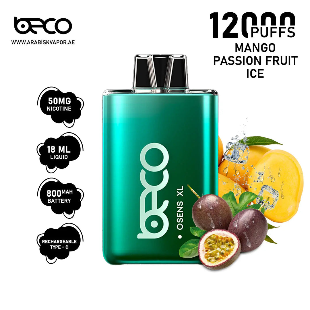 BECO OSENS XL 12000 PUFFS 50 MG - MANGO PASSION FRUIT ICE 